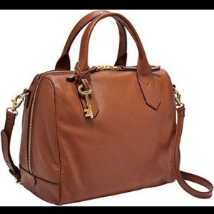 Fossil Fiona Brown Leather Satchel